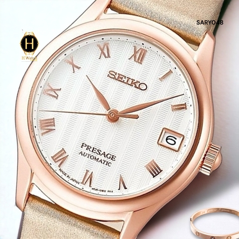 Đồng Hồ Nữ Seiko Automatic Presage Zen Garden Sakura SARY048 Mặt Trắng