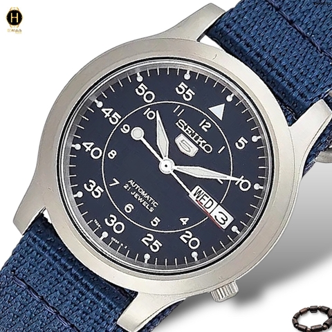 Đồng Hồ Nam Seiko 5 Automatic Sports Quân Đội Blue SNK807K2 ( SNK807K ) Dây Vải Mặt Xanh Lam