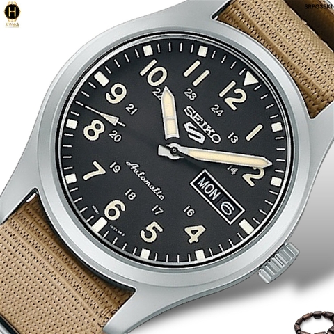 Đồng Hồ Nam Seiko 5 Automatic Sports Field SRPG35K1 ( SRPG35 ) Dây Dù Mặt Đen