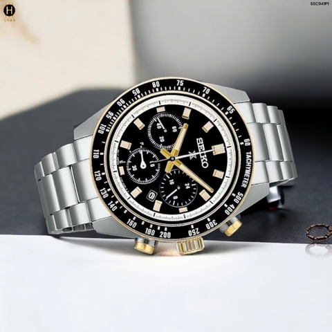 Đồng Hồ Nam Seiko Quartz Solar Prospex Speedtimer SSC941P1 ( SSC941 )Dây Thép Mặt Đen