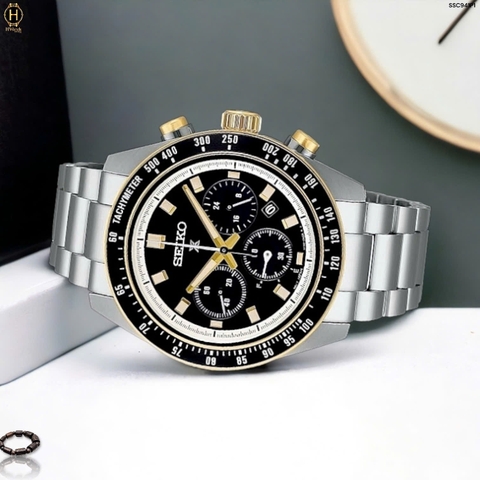 Đồng Hồ Nam Seiko Quartz Solar Prospex Speedtimer SSC941P1 ( SSC941 )Dây Thép Mặt Đen