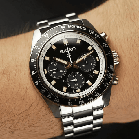 Đồng Hồ Nam Seiko Quartz Solar Prospex Speedtimer SSC941P1 ( SSC941 )Dây Thép Mặt Đen