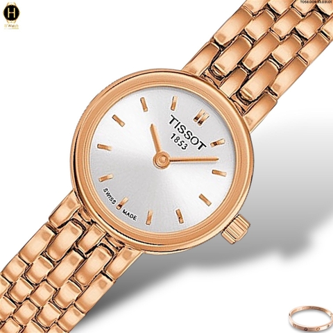 Đồng Hồ Nữ Tissot Quartz Lovely Dây Thép Vàng Hồng Mặt Trắng Sapphire T058.009.33.031.01 ( T0580093303101 )