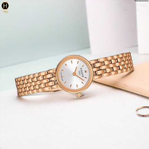 Đồng Hồ Nữ Tissot Quartz Lovely Dây Thép Vàng Hồng Mặt Trắng Sapphire T058.009.33.031.01 ( T0580093303101 )