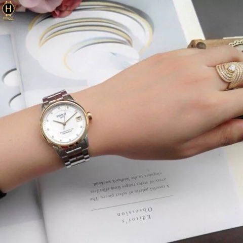 Đồng Hồ Nữ Tissot Automatic Luxury Cosc Powermatic 80 T086.208.22.116.00  ( T0862082211600 ) Dây Thép Demi Vàng Mặt Trắng Sapphire