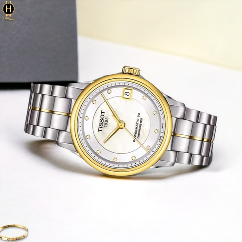 Đồng Hồ Nữ Tissot Automatic Luxury Cosc Powermatic 80 T086.208.22.116.00  ( T0862082211600 ) Dây Thép Demi Vàng Mặt Trắng Sapphire