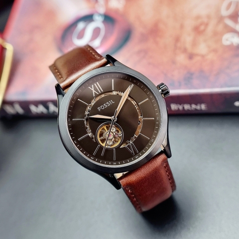 Đồng Hồ Nam Fossil Automatic Fenmore BQ2651 Dây Da  Nâu Vỏ Đen