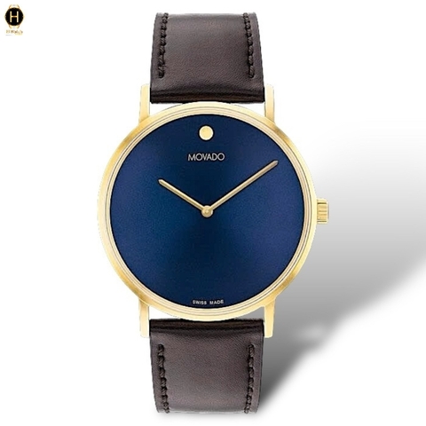 Đồng Hồ Nam Movado Quartz Signature 0607743 Dây Da Mặt Xanh Lam