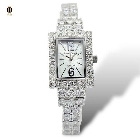 Đồng Hồ Nữ Royal Crown Quartz 3585 Thép Trắng