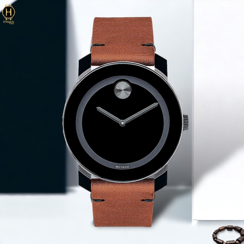 Đồng Hồ Nam Movado Quartz Bold TR90 3600600 Dây Da Mặt Đen