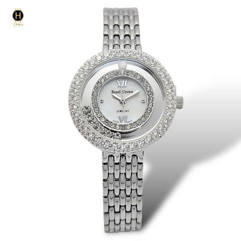 Đồng Hồ Nữ Royal Crown Quartz 3628 Thép Trắng