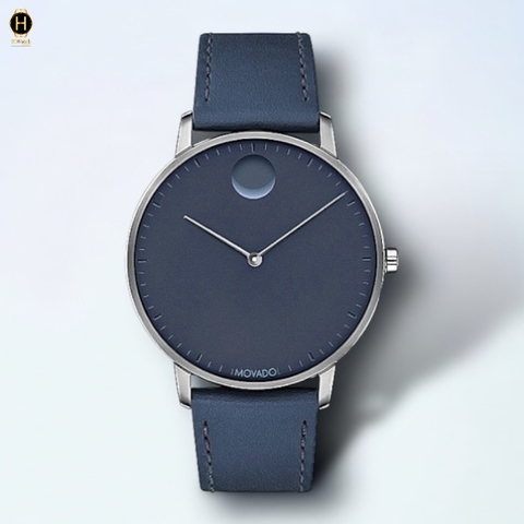 Đồng Hồ Nam Movado Quartz Face Grey Ion-Plated 3640004 Dây Da Xanh Mặt Xanh