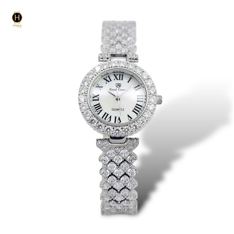 Đồng Hồ Nữ Royal Crown Quartz 9256 Thép Trắng