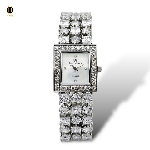 Đồng Hồ Nữ Royal Crown Quartz 9265 Thép Trắng