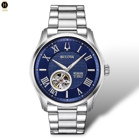 Đồng Hồ Nam Bulova Automatic Wilton 96A218 Dây Thép Mặt Xanh Lam.
