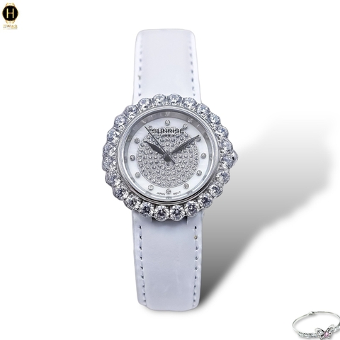 Đồng Hồ Nữ Sunrise Quartz 9820BA Da Trắng
