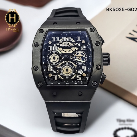 Đồng Hồ Nam Berlink Quartz BK5025-G02 Dây Cao Su Màu Xanh Viền Đen Mặt Đen