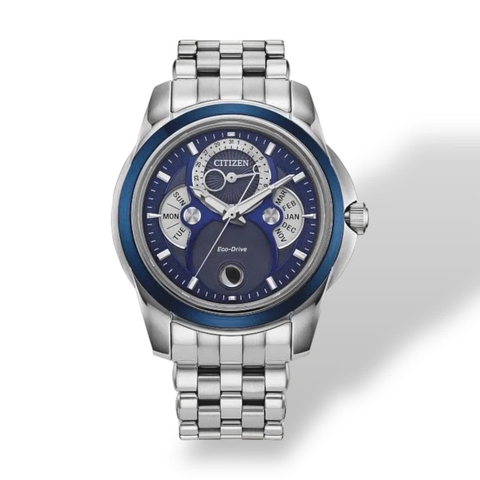 Đồng Hồ Nam Citizen Quartz Eco-Drive Calendrier Moon Phase Blue BU0088-51H