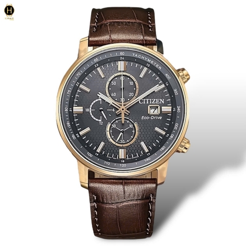 Đồng Hồ Nam Citizen Quartz Eco-Drive Chronograph Rose Strap CA0843-11H