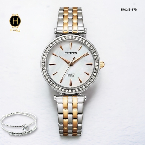Đồng Hồ Nữ Citizen Quartz ER0216-67D Dây Thép Vỏ Trắng Mặt Trắng