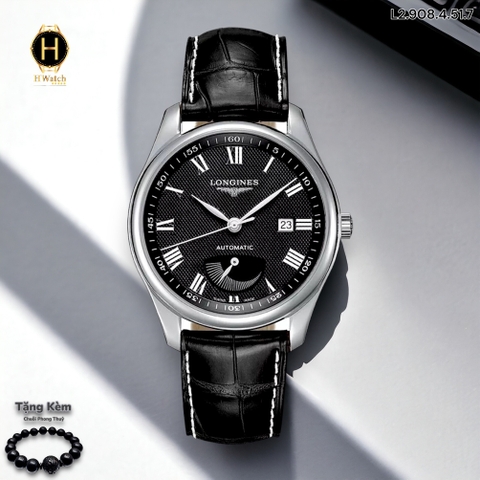 Đồng Hồ Nam Longines Automatic L2.908.4.51.7 (L29084517) Dây Da Mặt Đen Sapphire