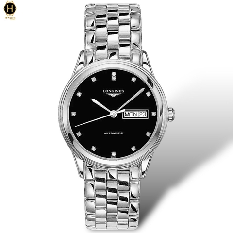 Đồng Hồ Nam Longines Automatic Flagship L4.899.4.57.6 (L48994576) Dây Thép Mặt Đen Sapphire.