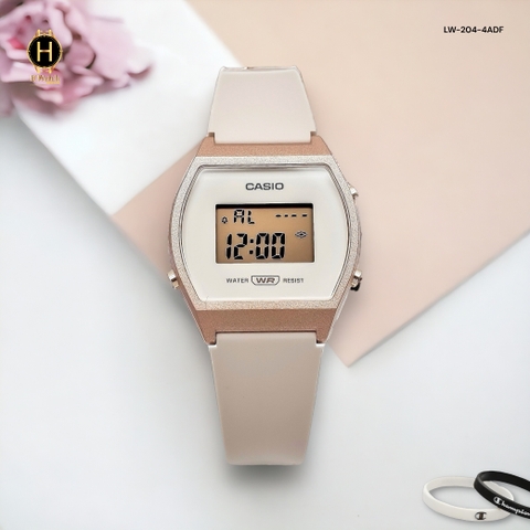 Đồng Hồ Nữ Casio LW-204-4ADF Dây Nhựa Màu Hồng Vỏ Nhựa Vàng Hồng