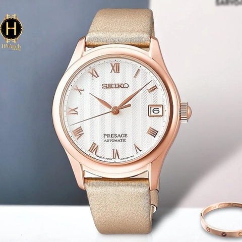 Đồng Hồ Nữ Seiko Automatic Presage Zen Garden Sakura SARY048 Mặt Trắng