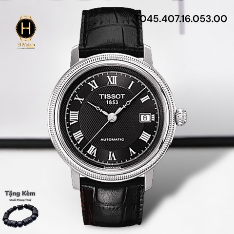 Đồng Hồ Nam Tissot Automatic T045.407.16.053.00 (T0454071605300) Dây Da  Mặt Đen Sapphire