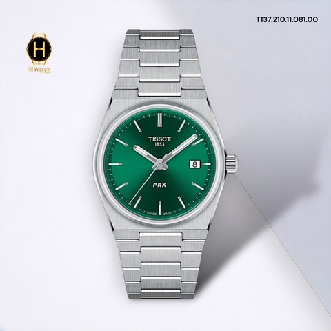 Đồng Hồ Nữ Tissot Quartz T137.210.11.081.00 (T1372101108100) PRX Quartz Green Dial Sapphire