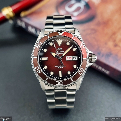 Đồng Hồ Nam Orient Mako  RA-AA0814R19B  Automatic Dây Sắt Mặt Đỏ Sapphire