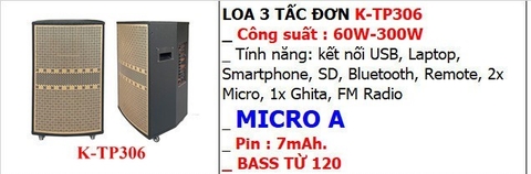 LOA KÉO 3 TẤC ĐƠN K-TP306
