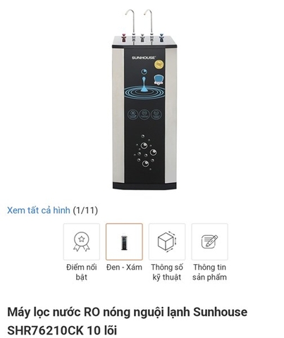 MÁY LỌC NƯỚC RO NÓNG NGUỘI LẠNH SUNHOUSE 10 LÕI SHR7610CK
