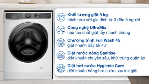 Máy giặt Electrolux UltimateCare 500 Inverter 9 kg EWF9023P5WC