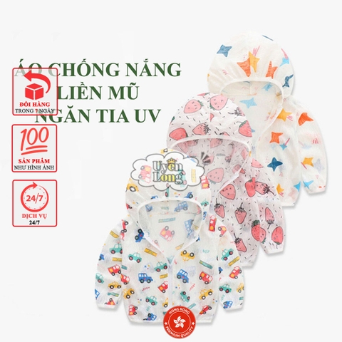Áo Chống Nắng Liền Mũ Ngăn Tia UV Cho Bé Yêu, Hàng Nội Địa Cao Cấp