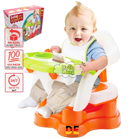 Ghế Ngồi, Ăn Dặm Và Tắm 3in1 Baby Sit Snack & Go Cho Bé (Hàng Cao Cấp, Xuất Châu Âu)