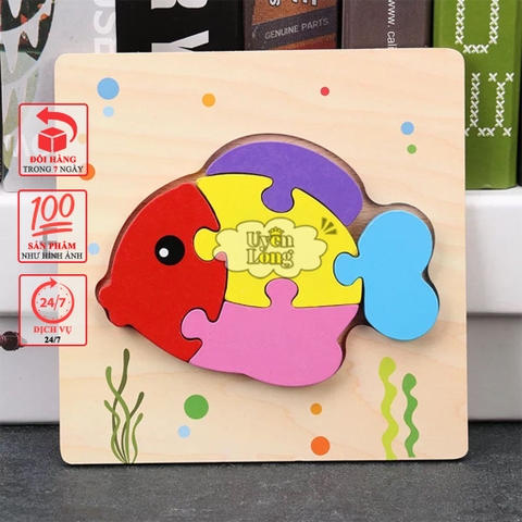 Đồ Chơi Bảng Xếp Hình Bằng Gỗ, Loại 3D, Dành Cho Trẻ Nhỏ 1+ (Hàng Chất Lượng Cao)