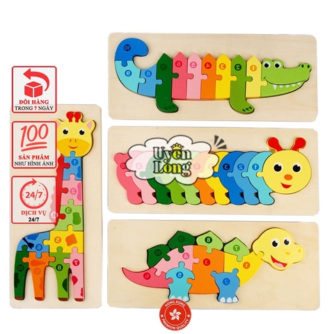 Đồ Chơi Gỗ Ghép Hình Động Vật, Miếng Ghép Hình Động Vật Bằng Gỗ, An Toàn, Bền Đẹp Và Nhiều Màu Sắc