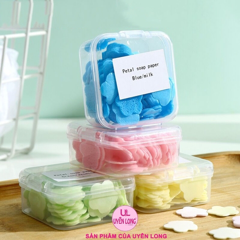 Hộp Xà Phòng Giấy Tạo Bọt, Hình Hoa Dùng 1 Lần, Tiện Dụng, An Toàn, Mềm Mại, Không Hại Da Tay