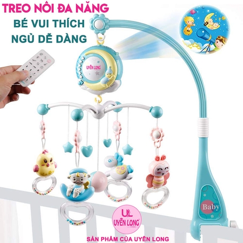 Treo Nôi, Treo Cũi Cho Bé Vui Thích, Ngủ Dễ Dàng , Xoay 360 Độ, Điều Khiển Từ Xa, Đèn Phản Chiếu, Tiếng Ồn Trắng