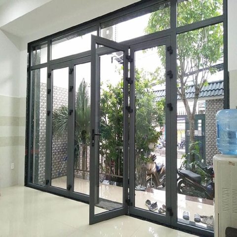 CỬA NHÔM XINGFA XÁM MỞ QUAY BẢN LỀ 3D CAO CẤP