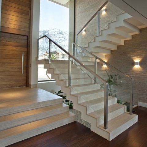 CẦU THANG KÍNH TAY VIN INOX CAO CẤP KÍNH CƯỜNG LỰC 10mm