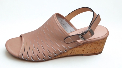 SALSA - Giày sandal xuồng 5cm da thật cắt lazer quai hậu E02