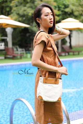 A204-  SHEMZ Cross body bag canvas phối da