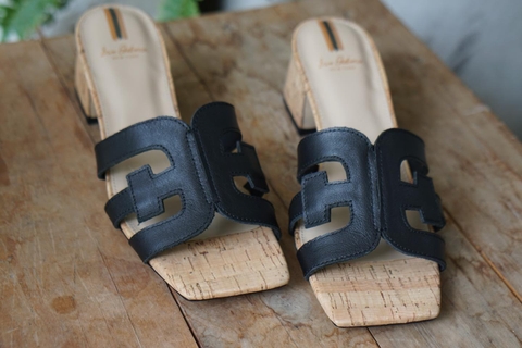 Guốc quai chữ H da thật Sam gót 5p