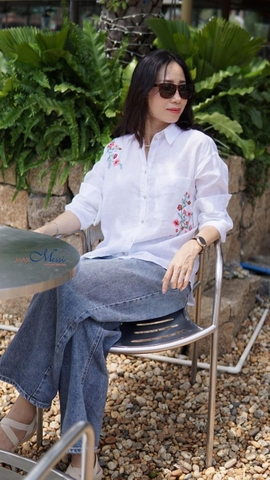 Áo Sơ mi linen thêu tay GREENFIELD MaxMessi