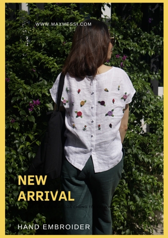 Áo linen thêu tay lưng NIVES - MaxMessi