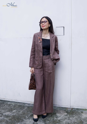 T87 Quần linen premium 2 nắp túi sau