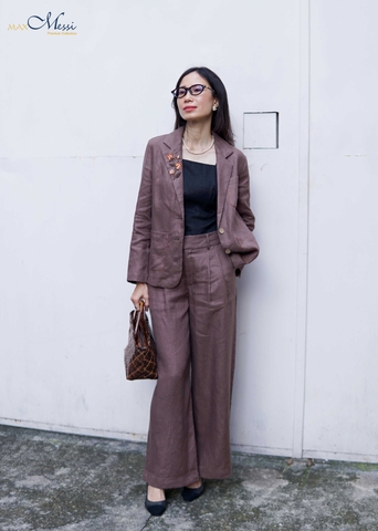 B07 Áo Vest lửng linen tay dài thêu tay 1 lớp