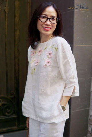 A319 Áo JULIET linen thêu tay thủ công
